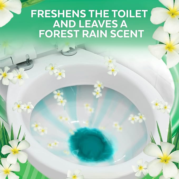 Lysol Toilet Bowl Cleaner Gel, For Cleaning and Disinfecting, Stain Removal, Forest Rain Scent, 24 Oz (Pack of 4) - With 1ct Auto In-The-Bowl Toilet Cleaner, Ocean Fresh