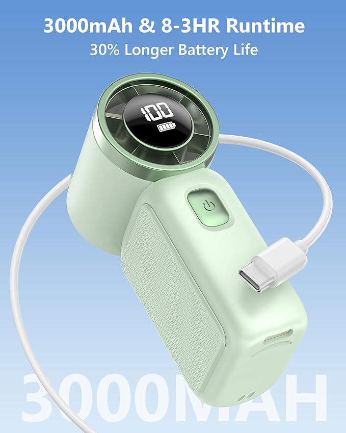 AGEYOU Portable Handheld Mini Fan, 6 Gear Wind, Hand Small Travel Personal Held Fans, Rechargeable Turbo Fan, Gifts for Women Men, for Camping Vacation Outdoor (green)