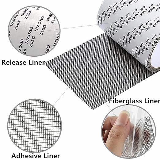 ANTFEES Extra Wide 4” X 197” (16.5FT) Window Screen Repair Tape Kit, Strong Adhesive Fiberglass Covering Mesh Repair Patch Tape for Window Door Tears Holes