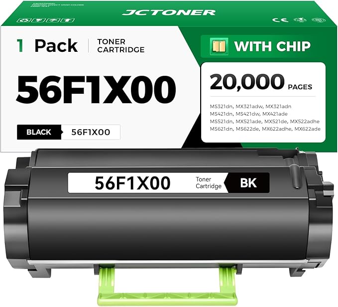 JCTONER 56F1X00 Black Extra High Yield Toner Cartridge Compatible with 56F1X00 Toner Replacement for MS421 MS521 MS621 MX521 MX522 MX622 MS622 MX421 Laser Printer Ink dn dw de adn adw adhe