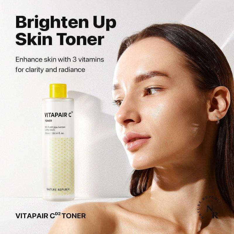 Nature Republic Vitapair C Glow Facial Toner - Vitamin Toners for Face, Hydrating Skin Care for Women, Niacinamide Korean Skincare, Clean Clear Moisturizing, Gentle Natural Beauty, 300ml / 10.15 fl oz