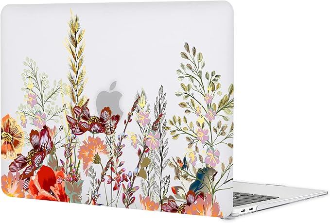 iDonzon Case for MacBook Pro 13 inch M2 M1 A2338 A2289 A2251 A2159 A1989 A1706 A1708 2023-2016 Release, Matte Clear Cover & Keyboard Cover & Screen Protector for Pro 13.3 with Touch ID, Field Flowers