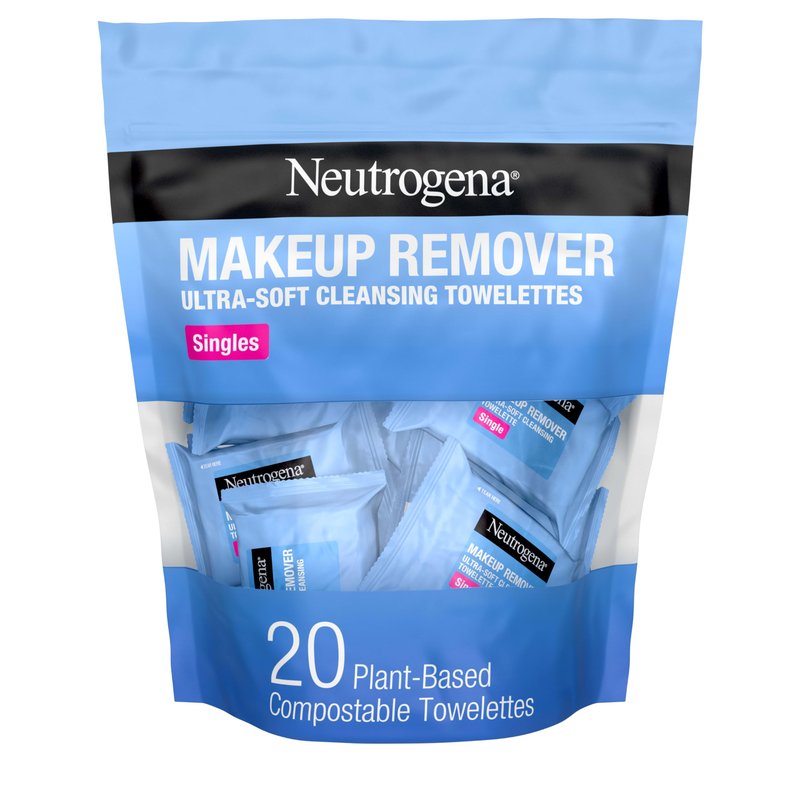 Neutrogena Makeup Remover Wipes, Daily Single Face Cleansing Towelettes, Makeup Removing Cleansing Wipes Removes Dirt & Oil, Alcohol-Free Face Towelettes, 20 ct