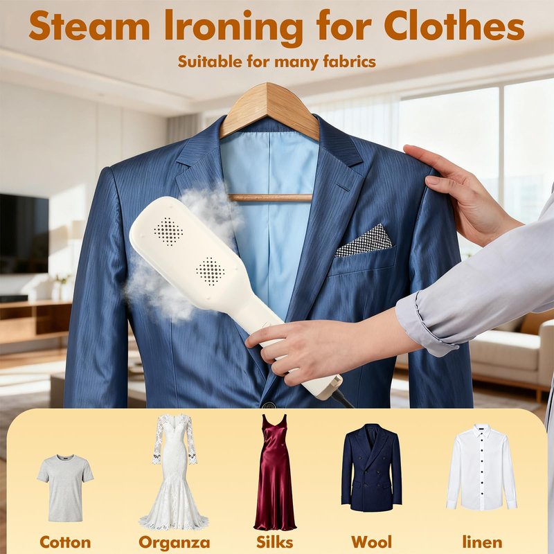 TeSabMi Travel Steamer for Clothes, 3 In 1 Steam, Iron & Press, 15s Heat Up, Lightweight Clothes Steamer, Flip-Design Handheld Portable Steamer, Travel/Home/Office Use