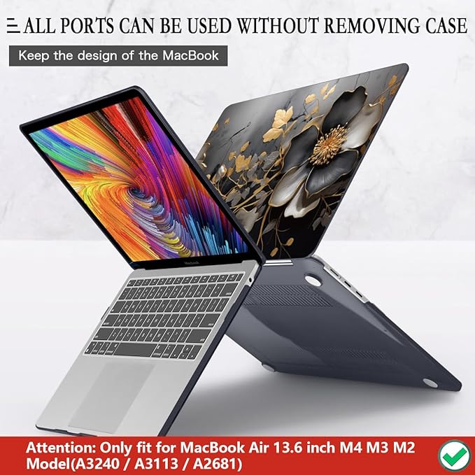 CISSOOK Compatible with MacBook Air 13.6 inch 2026 2025 2024 2023 2022 Release M5 A3449 M4 A3240 M3 A3113 A2681 M2, Floral Hard Shell Case Keyboard Skin Cover Screen Protector - Abstract Oil Painting