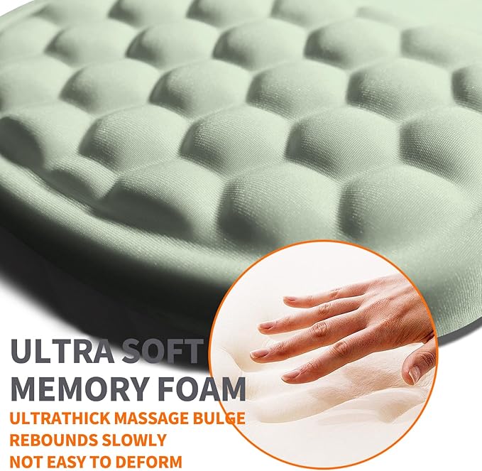 Armanza Ergonomic Joint Wrist Support Mouse Pad with Memory Foam Cushion Massage Bump, Carpal Tunnel Pain Relief Mousepad Slope Design for Wrist Rest, 11.8x7.9 in, DarkSeaGreen