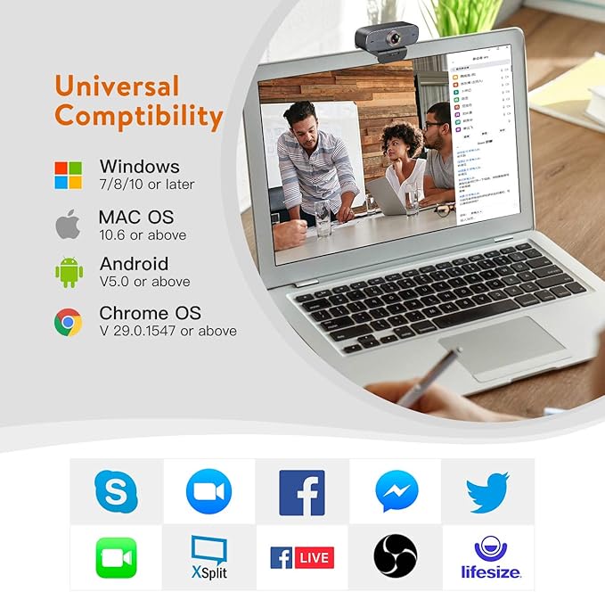 Angetube 1080P Webcam with Microphone, HD Streaming Webcam/USB Auto Focus Web Camera/Cam f Compatible with/Zoom/Skype/Teams