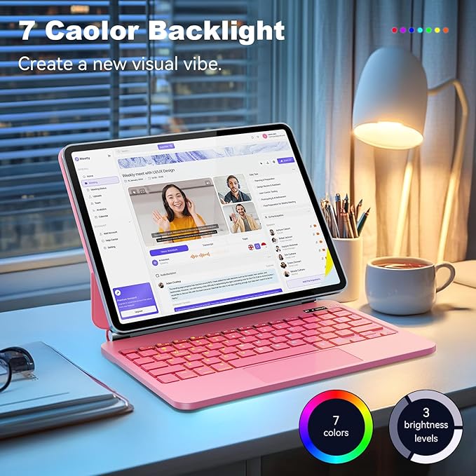 For iPad Air 11 inch Case with Keyboard (M3/M2, 2025/2024),Keyboard Case for iPad Pro 11 inch(1st/2nd/3rd/4th Gen),Easy-Set Floating Cantilever Stand - Multi-Touch Trackpad Backlit Keyboard