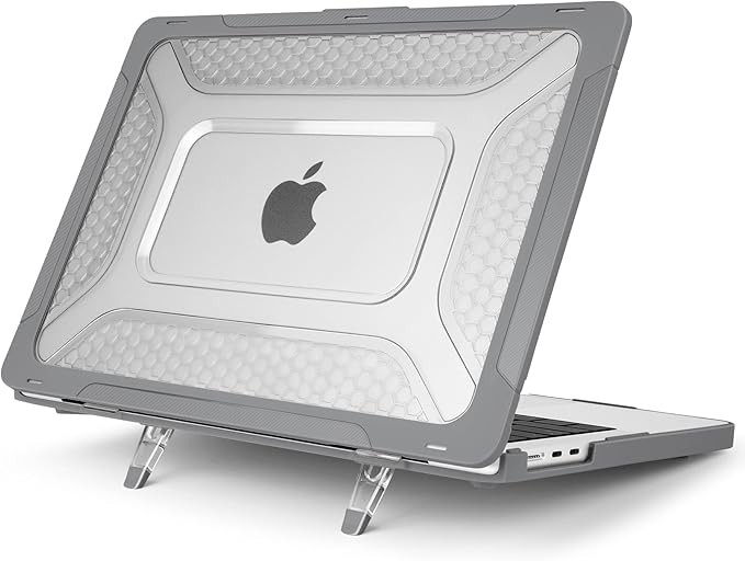 Batianda Extreme Heavy Duty Case for New MacBook Air 13.6 inch 2026 M5 2025 M4 2024 M3 2022 Release - Anti-Slip Rubberized Stand (Holds 25lbs) Honeycomb Exoskeleton Max Cooling & Stability - Grey