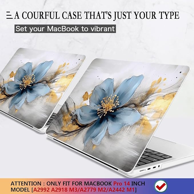 CISSOOK for MacBook Pro 14 Inch Case 2026-2021 M5/M4/M3/M2/M1 Pro/Max Chip A3434 A3401 A3112 A3185 A2918 A2992 A2779 A2442, Plastic Cover for MacBook Pro 14'' with Touch ID, Retro Floral