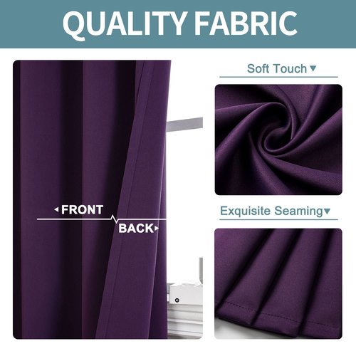 ChrisDowa Grommet Blackout Curtains for Bedroom and Living Room - 2 Panels Set Thermal Insulated Room Darkening Curtains (Royal Purple, 52W x 95L)