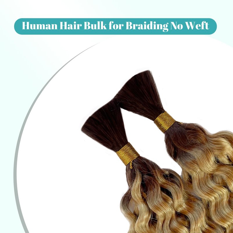 Human Braiding Hair for Boho Braids 22 Inch 100g Highlight Blonde Human Hair Bulk Water Wave 100% Curly Human Hair for Braiding Black Women Wet And Wavy Human Hair 4T27 Color