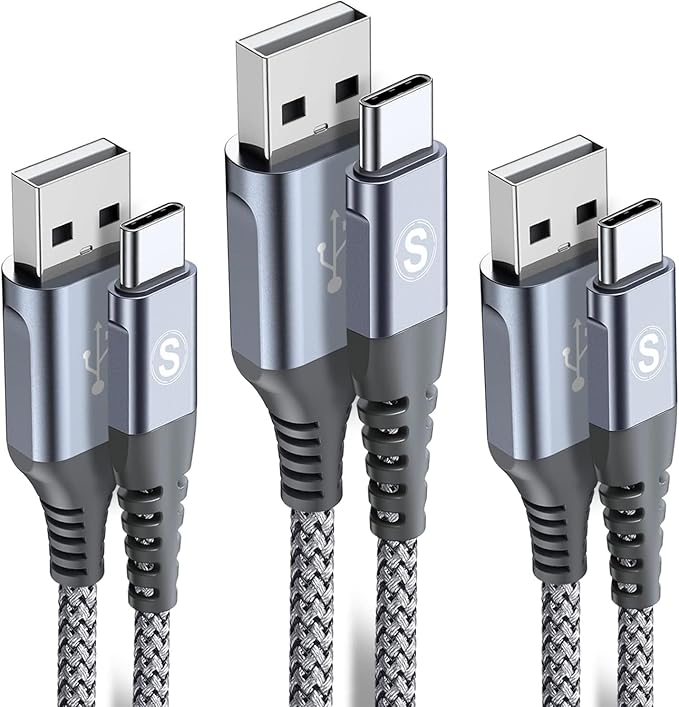 sweguard USB Type C Charger Cable [3Pack,6.6ft+6.6ft+3.3ft] iPhone 17 Charger Nylon Braided Cord for iPhone 17 16 15 Pro Max Samsung Galaxy S26 S25 S24 S23 S22 S21 S20 Note 20 10 A53 A54 Pixel LG Moto