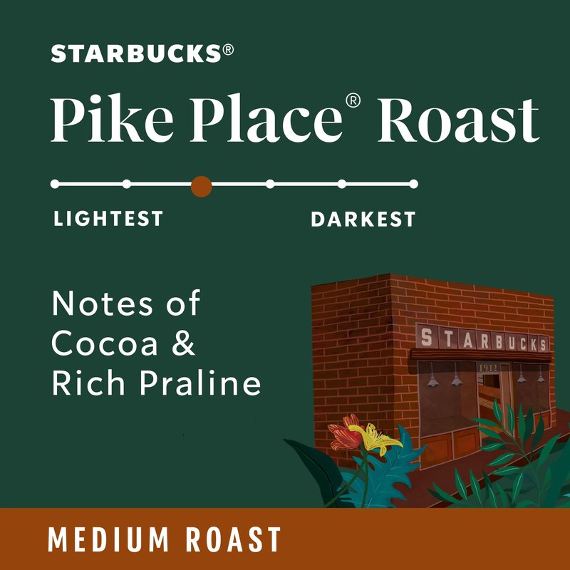 Starbucks K-Cup Coffee Pods, Medium Roast Hot or Iced Coffee, Pike Place Roast, 32 Keurig Pods