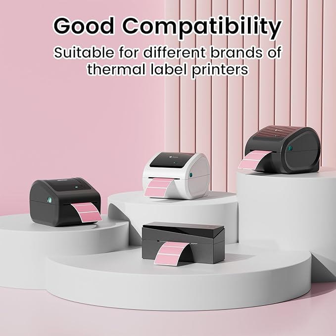 Omezizy 2.25x1.25 Inch Thermal Labels Pink, Holographic Sliver Barcode Thermal Labels for Thermal Printer and Small Business, Multi-Purpose Rectangle Stickers, 500 Sheets/Roll