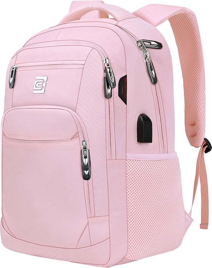 Volher Laptop Backpack,Business Travel Anti Theft Slim Durable Laptops Backpack,Water Resistant College Computer Bag for Women & Men Fits 15.6 Inch Laptop and Notebook-Light Pink