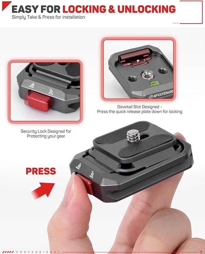 IFOOTAGE Q38 Quick Release Plate, Camera Quick Release Tripod Mount Adapter with 1/4" Screw, QR Adapter for Sony Canon DSLR, Tripods, Monopods, Sliders, Stablizers, Monitors