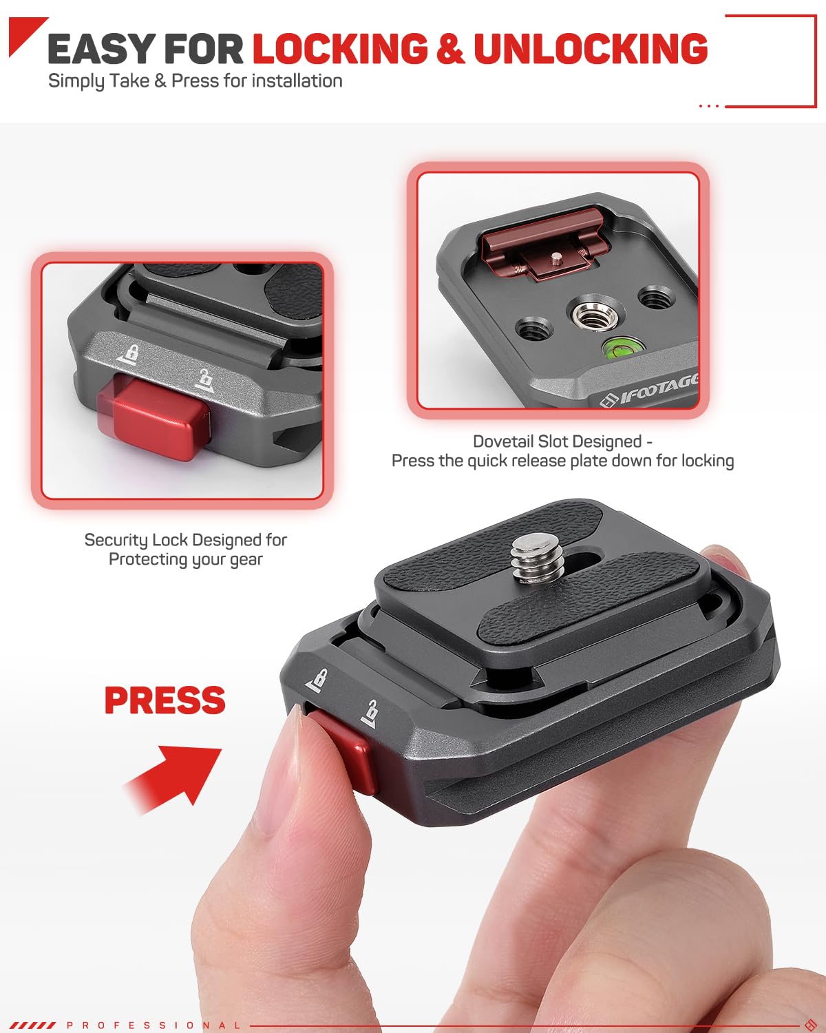 IFOOTAGE Q38 Quick Release Plate, Camera Quick Release Tripod Mount Adapter with 1/4" Screw, QR Adapter for Sony Canon DSLR, Tripods, Monopods, Sliders, Stablizers, Monitors