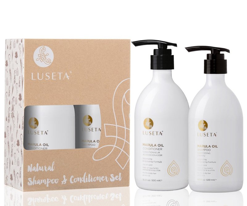 Luseta Marula Oil Shampoo & Conditioner Set - Moisturizing for Frizz Control & Split End Repair | 2 x 16 Fl Oz