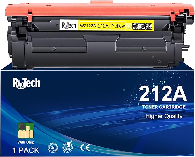 212A Yellow Toner Cartridge,Compatible Replacement for HP 212 A 212X W2122A W2122X, for HP Color LaserJet Enterprise M554 m554dn M555 M555dn Flow MFP M578 Printer, with Upgraded Chip,No Fading