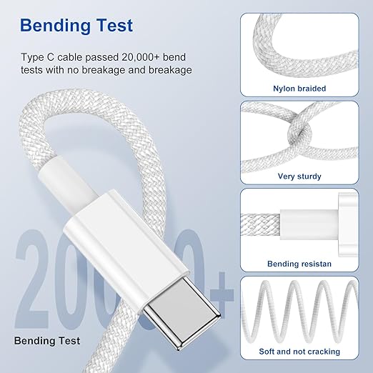 3-Pack Grey [3.3FT+6.6FT+10FT] 60W USB C to USB C Cable, Type C Fast Charging Cable for iPhone Air 17 16e 16 15 Pro Plus Pro Max，for Galaxy S25, for iPad Pro/Air/mini, for MacBook Pro/Air and More