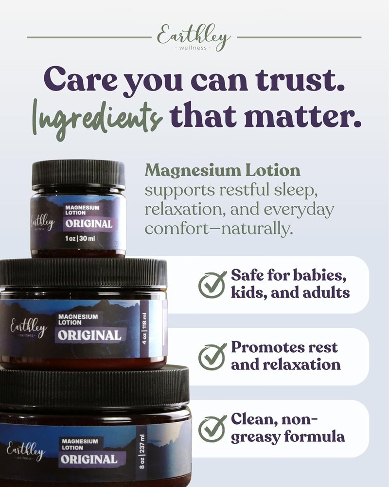 Magnesium Lotion - Original Lavender Body Cream for Relaxation & Muscle Recovery | 6oz Natural Formula with Beeswax & Mango Butter