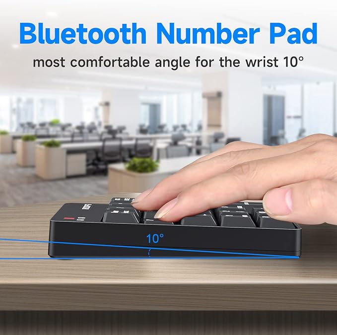 MOFII Number Pad - Black Wireless Bluetooth 5.1 Numeric Keypad Silent 19 Keys USB Keypads, Portable Financial Accounting Numpad 10 Key for Laptop/Notebook/Surface Pro/PC