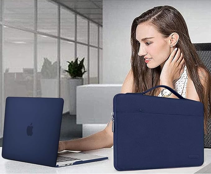 MOSISO Compatible with MacBook Air 13 inch Case M5 2026 M4 2025 M3 M2 2024-2022 A3449 A3240 A3113 A2681,Hard Shell&Sleeve Bag&Keyboard Skin&Webcam Cover&ScreenFilm for MacBook Air 13.6, Navy Blue