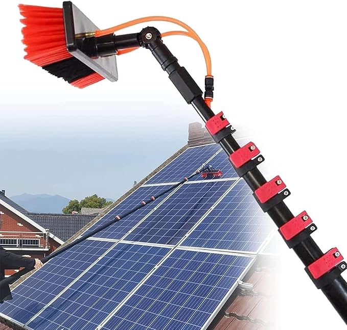 Water Fed Pole Kit, Window Cleaning Telescopic Pole for Cleaner Conservatory Roof Photovoltaic Panel Cleaning Extendable Solar Panel Roof Cleaning Tools,50cmBrush-3.6mRod