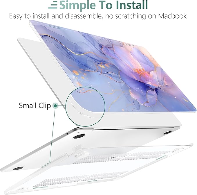 TWOLSKOO Compatible with MacBook Air 13 inch Case M5 2026 M4 2025 M3 M2 2024-2022 A3449 A3240 A3113 A2681, Plastic Hard Shell & Keyboard Cover for MacBook Air 13.6 inch Case, Blue Marble