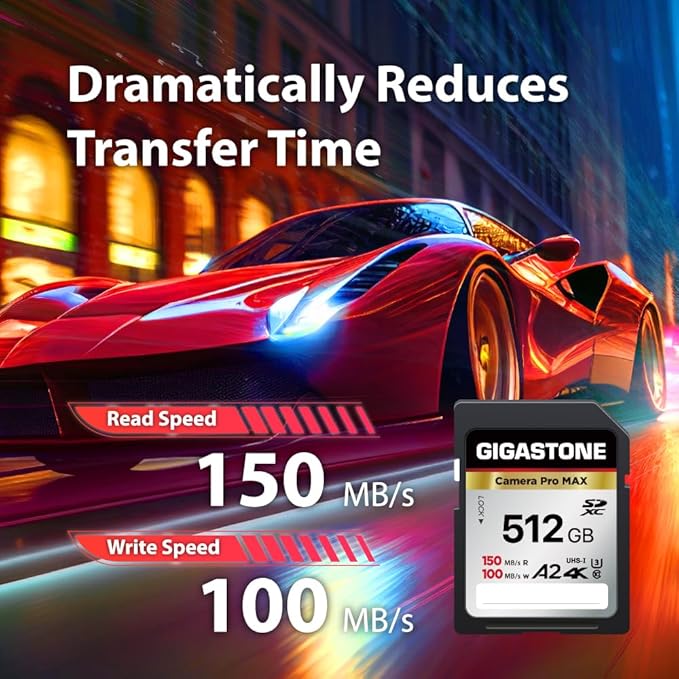 【5-Years Data Recovery】 GIGASTONE 512GB SD Card, 4K Camera Pro MAX, UHS-I A2 4K SDXC Memory Card High Speed 4K UHD Video Compatible with Kodak Digital Camera, with 1 Mini case
