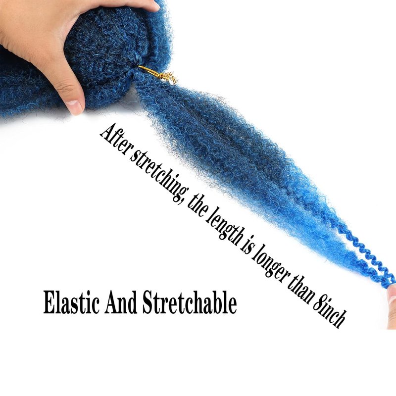 Marley Braiding Hair - 8-Inch Short Afro Kinky Twist Crochet Braids | Ombre Synthetic Fiber Extensions (1B-Blue)