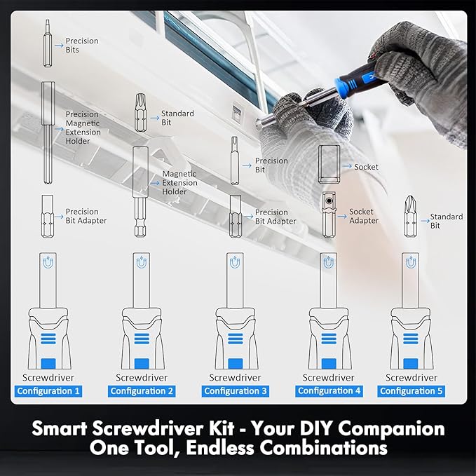 XOOL 78-Piece Ratchet Wrench & Screwdriver Tool Set with Metric 1/4" Sockets 4–12mm, Magnetic Precision & Standard Bits for Electronics, Home Repair & DIY