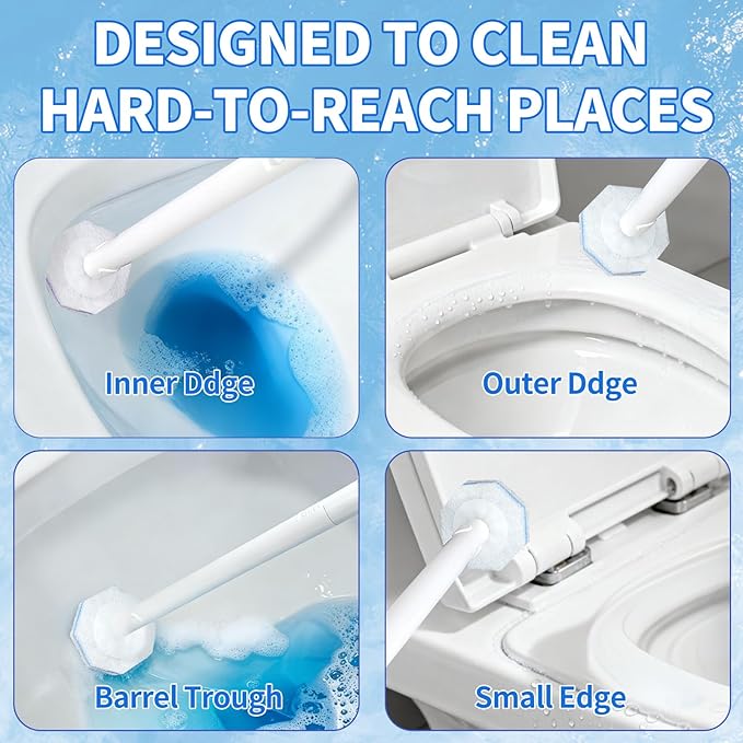 100 Count Toilet Wand Refills for Clorox ToiletWand, 4X Cleaning Power Toilet Bowl Cleaner Refill Pads for Clorox, Disposable Toilet Brush for Bathroom Cleaning，Light Scent
