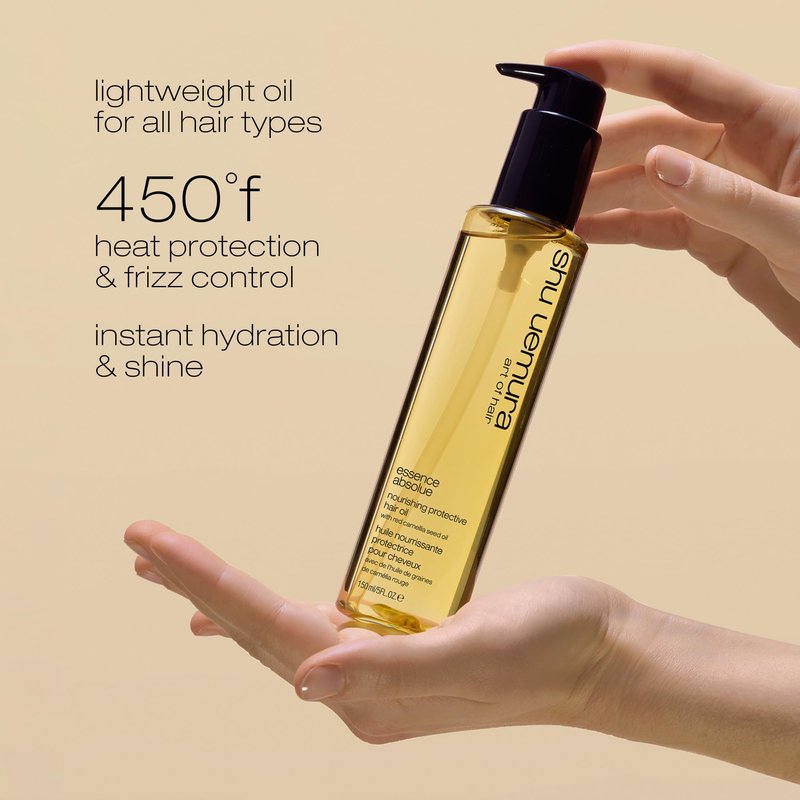 shu uemura art of hair Essence Absolue Nourishing Protective Hair Oil - Lightweight Multi-Benefit Leave In Treatment, Hydrates, Adds Shine, and Reduces Frizz with Heat Protection, 1.69 Fl Oz