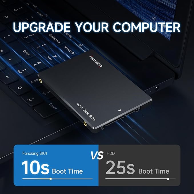 fanxiang S101 512GB SSD SATA III 6Gb/s 2.5" Internal Solid State Drive, Read Speed up to 500MB/sec, Compatible with Laptop and PC Desktops(Black)
