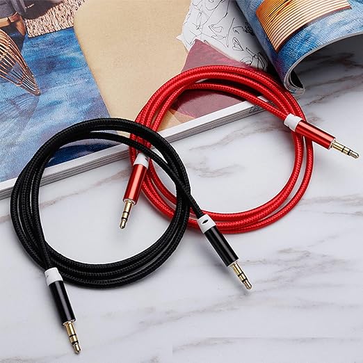 Faoyliye 3.5mm Nylon Braided Stereo Audio Cable,(3 Pack) 4.9ft/1.5m Male to Male Aux Cord Audio Cord Compatible iPhones, iPads and Other 3.5mm DC Plug Port Device (Silver)