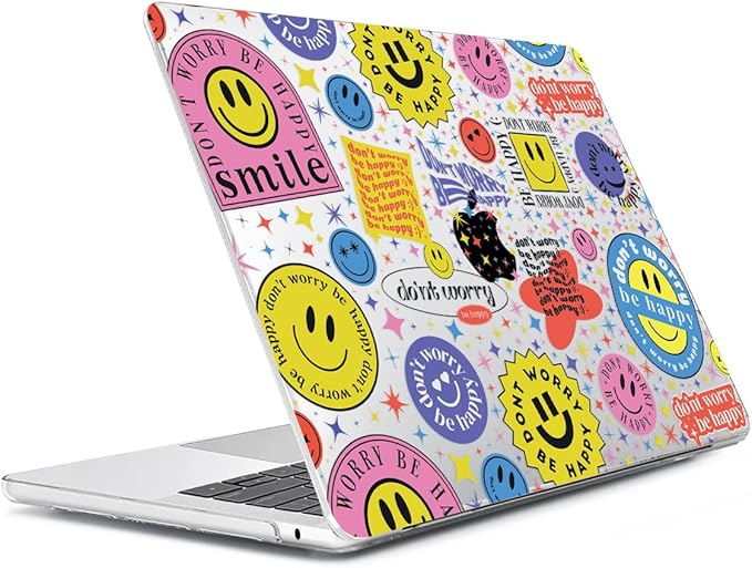 HOHAIYOO Compatible with 2026 2025 2024-2022 MacBook Air 13 inch Case M5 A3449 M4 A3240 M3 A3113 M2 A2681, Hard Shell &Keyboard Cover&Screen Film&Webcam Cover for New M5 MacBook Air 13.6 inch, Smile
