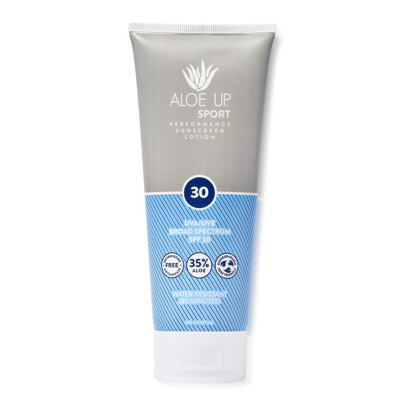 Aloe Up Sport Sunscreen Body Lotion SPF 30 – Broad Spectrum Sunblock with Hydrating Aloe Vera Gel – Non Greasy, No White Cast, Reef Friendly, Fragrance Free –