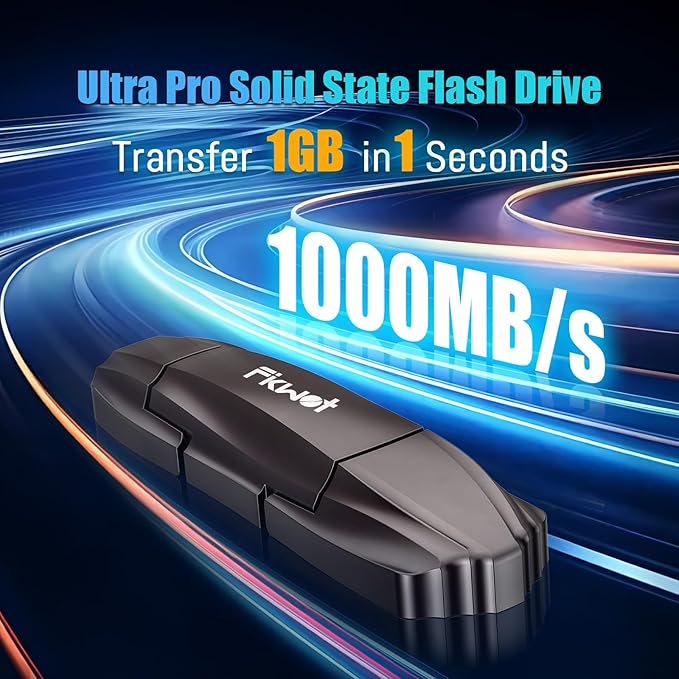 Fikwot FU388 External Solid State Drive 1TB, Up to 1000MB/s for Data Storage,Dual-Port Stick Design with USB-A & Type-C Expansion of Storage for iPhone 15/16 /Android/PC/Mac/Laptop