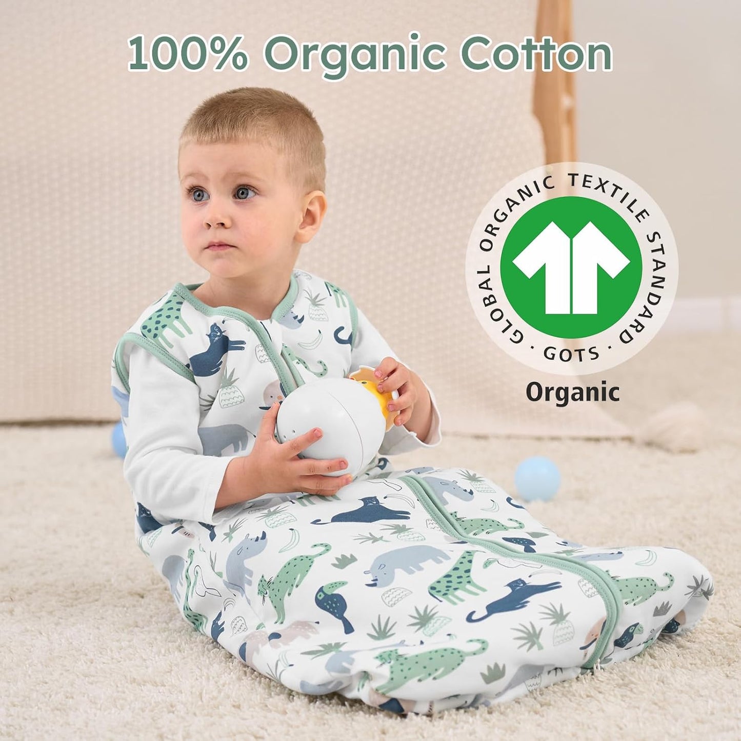 Yoofoss Baby Sleep Sack - 1.5 Tog Wearable Blanket for 18-24 Months | 100% Organic Cotton, Soft & Warm