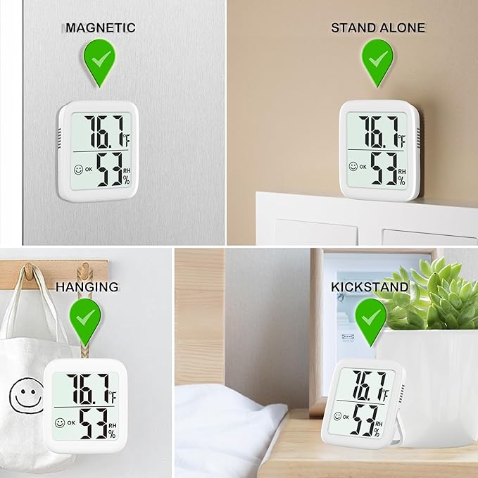 Antonki 2 Pack Room Thermometer for Home, Hygrometer Indoor Humidity Meter Gauge, Digital Temperature and Humidity Monitor Sensor for House, Terrarium, Incubator, Greenhouse - Battery Included