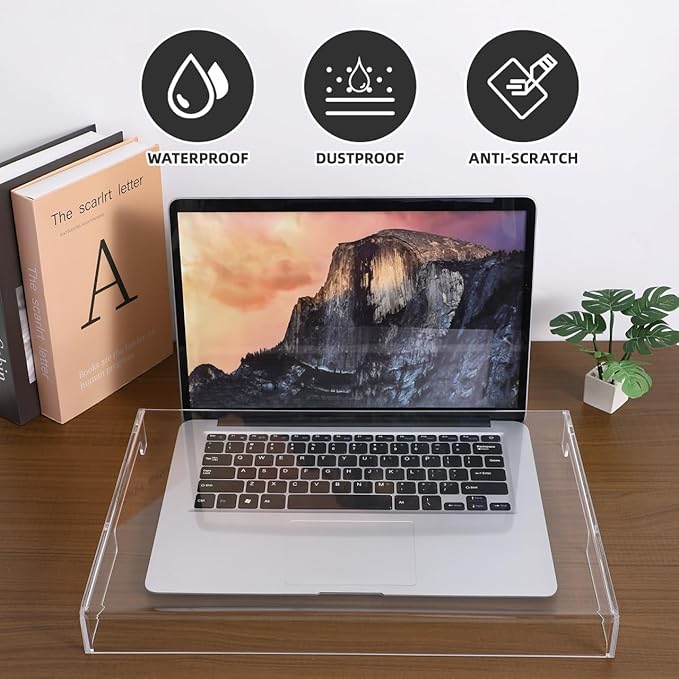 ABOOFAN Clear Acrylic Keyboard Dust Cover, Anti-Cat Waterproof Protective Case for Laptop & Mechanical Keyboards 15.74x10.43 Inch