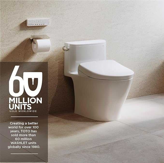 TOTOÂ® WASHLETÂ®+ S7A Electronic Bidet Toilet Seat, EWATER+Â® Bowl and Wand Cleaning, Auto Open and Close Classic Lid, Elongated, Cotton White - SW4734AT40#01