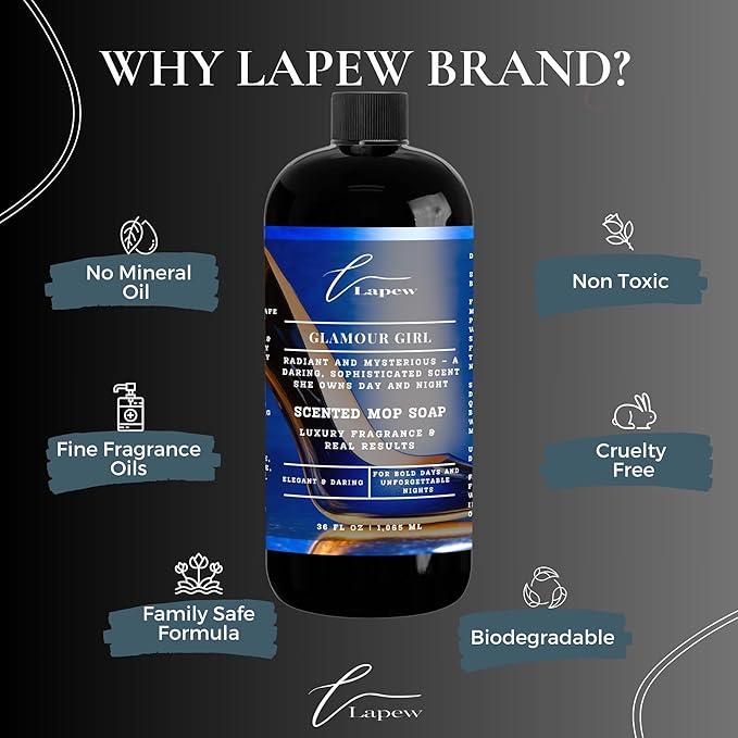Lapew Glamour Girl Scented Cleaning Bundle | Carpet Deodorizer Powder (16 oz) & Mop Soap Concentrate (36 oz) | Pet-Friendly Odor Eliminator
