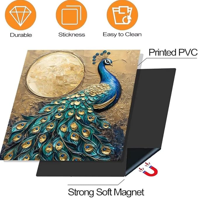 Peacock Kitchen Decor Dishwasher Magnet Cover Decal, Moon Magnetic Dish Washer Panel Door Vinyl Sticker, Refrigerator Magnets,Easy to Clean, 23 x 26 inch