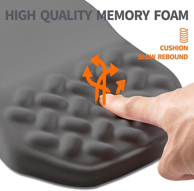 Armanza Ergonomic Slope Mouse Pad Wrist Support, Wrist Rest Mousepad for Carpal Tunnel Pain Relief with Massage Bulge and Slow Rebound Memory Foam (12x8 inch, Dark Gray)