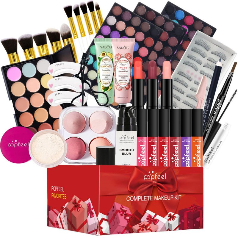 All-in-one Holiday Make up Gift Sets | Makeup Kit for Women Full Kit Teen Girls Xmas Beauty Essential Beginner Bundle Include Eyeshadow Palette Lipstick Blush Concealer Face Powder Mascara Lipgloss