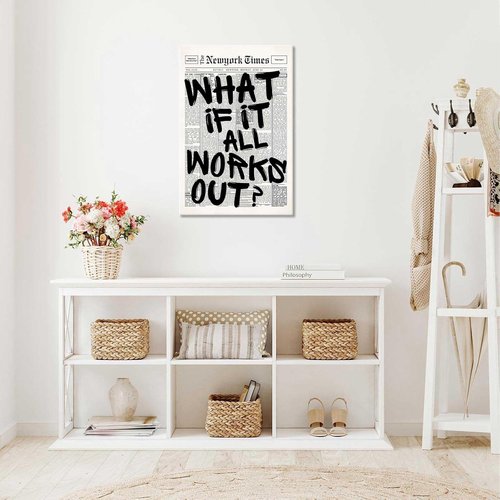 Drimiler Retro Black & White Newspaper Poster - Positive Affirming Quote Canvas Wall Art | 8x12in Framed Decor