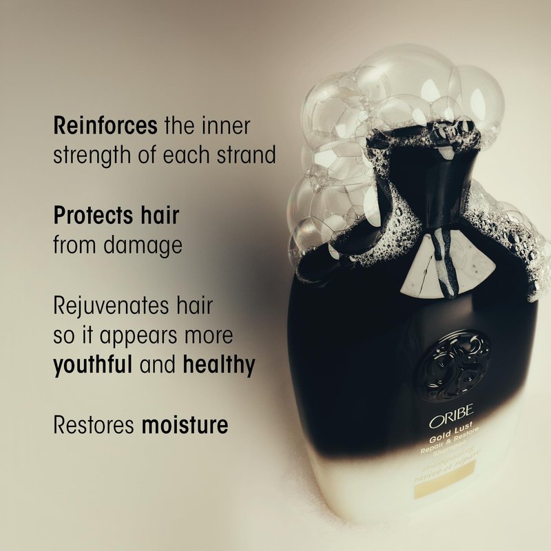 Oribe Gold Lust Repair & Restore Shampoo | Repairing Shampoo for Dry or Damaged Hair | Strengthens, Hydrates, and Restores Radiance for Healthier Hair | 2.5 oz
